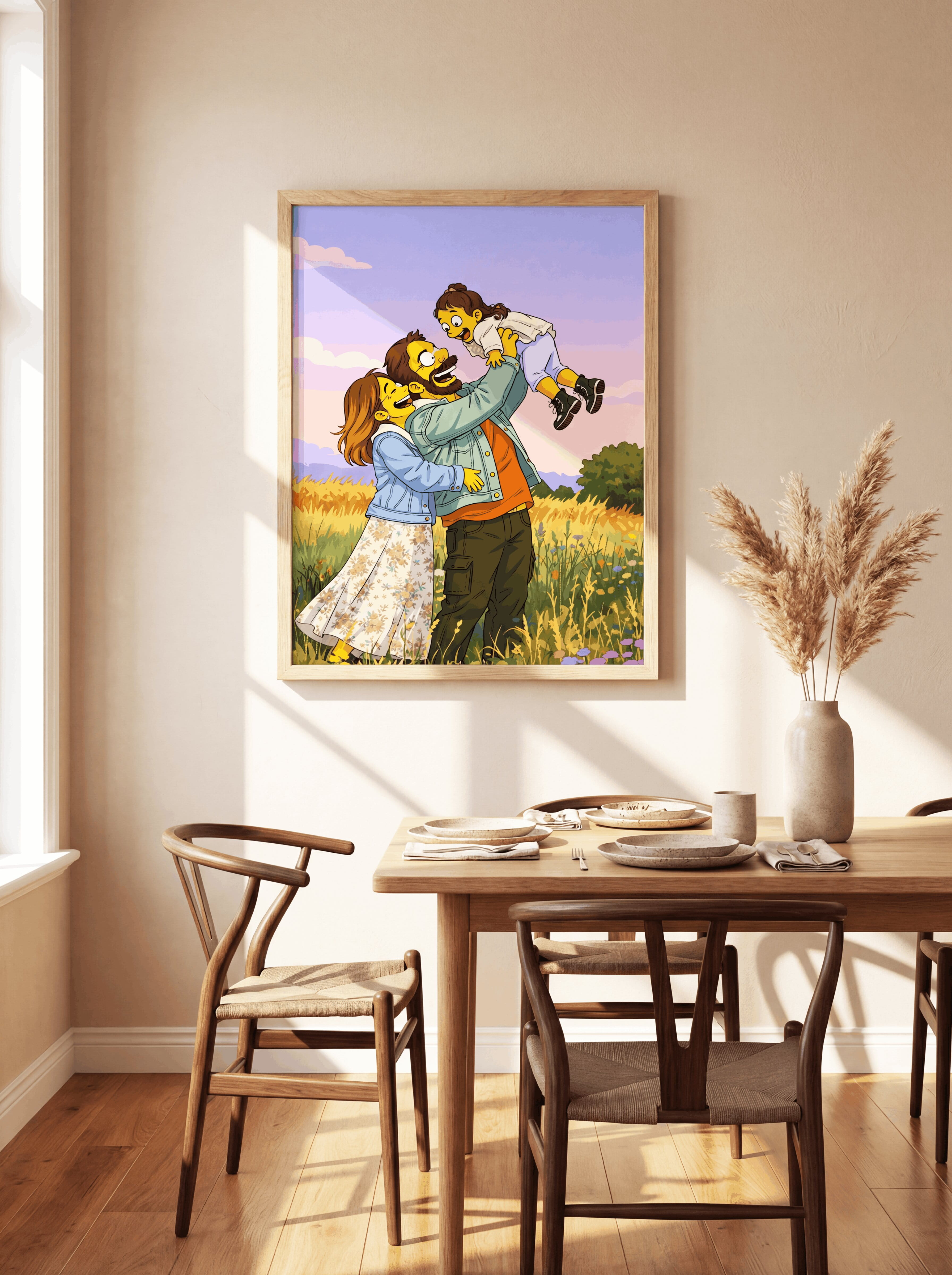 Simpsons-style family portrait