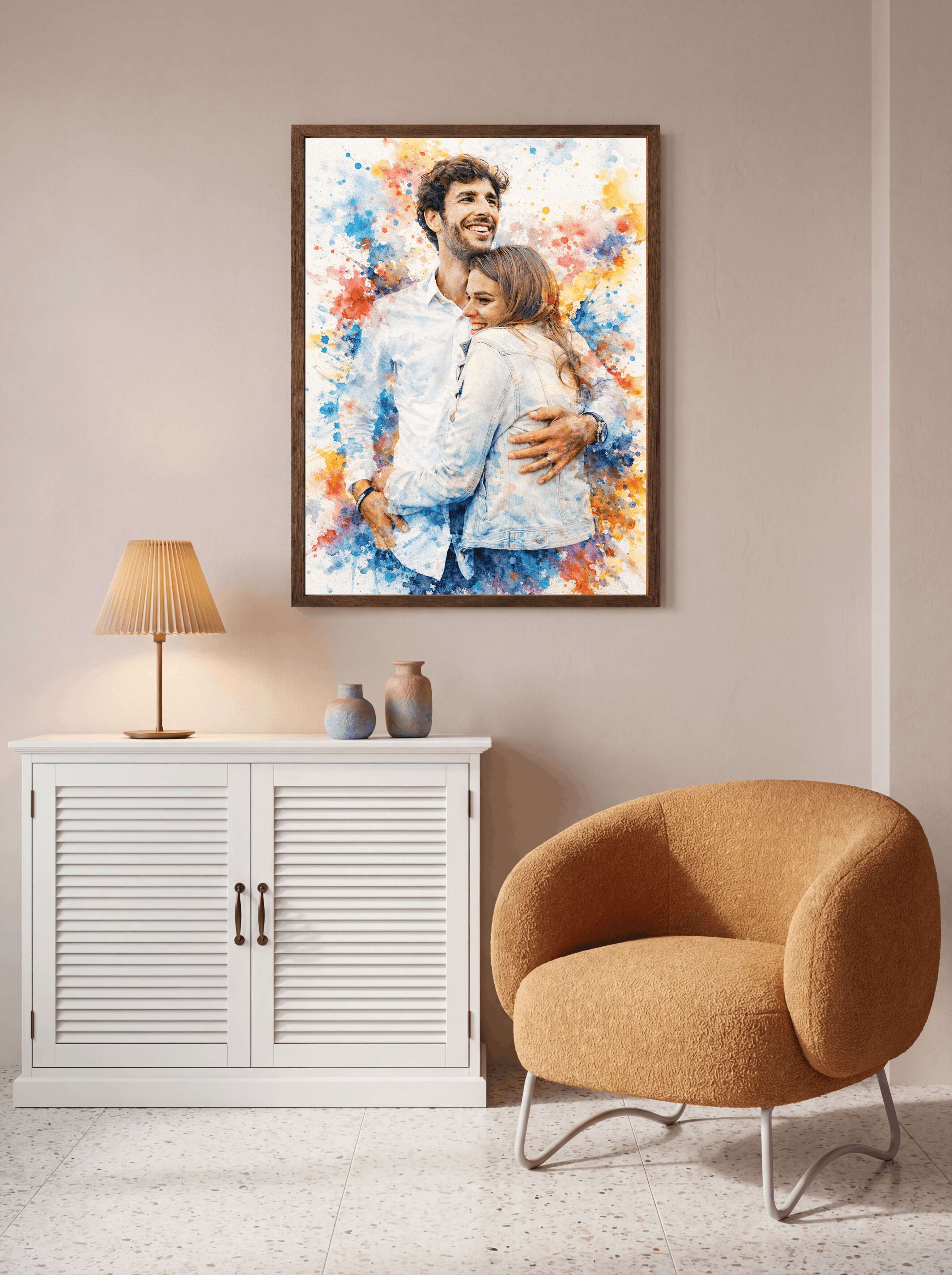 Watercolor couple portrait